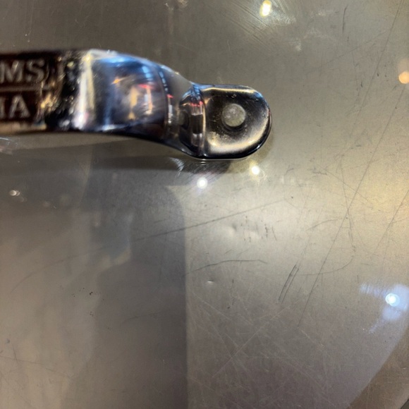 WILLIAM SONOMA GLASS LID IRON CLAD HANDLE OUTER RIM 11” ROUND INNER RIM 10” - Picture 9 of 11